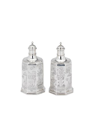 Lot 116 - A PAIR OF GEORGE V SILVER TOILET BOTTLES