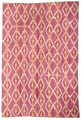 Lot 13 - AN IKAT QUILTED PANEL, UZBEKISTAN, LATE 19TH CENTURY