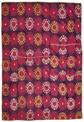 Lot 4 - AN IKAT PANEL, BOKHARA, UZBEKISTAN, LAST QUARTER 19TH CENTURY