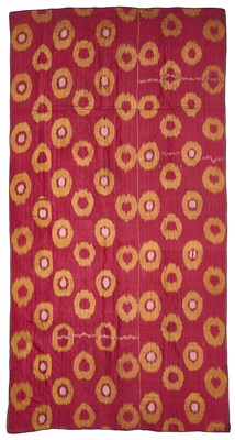 Lot 12 - AN IKAT PANEL, UZBEKISTAN, POSSIBLY SAMARKAND, SECOND HALF 19TH CENTURY