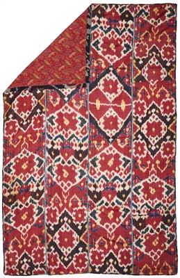 Lot 3 - AN IKAT PANEL, UZBEKISTAN, SECOND HALF 19TH CENTURY