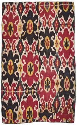 Lot 62 - AN IKAT PANEL, BOKHARA, UZBEKISTAN, THIRD QUARTER 19TH CENTURY