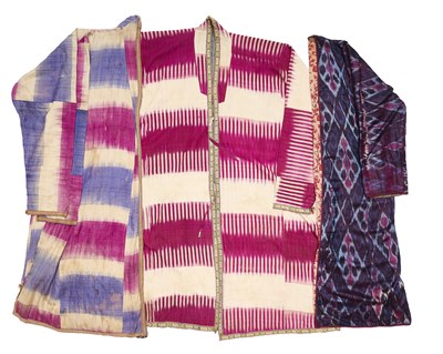 Lot 90 - THREE IKAT CHAPAN, UZBEKISTAN, FIRST HALF 20TH CENTURY