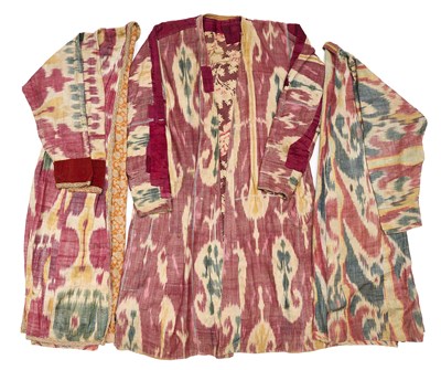 Lot 134 - THREE IKAT CHAPAN, UZBEKISTAN, SECOND HALF 19TH CENTURY