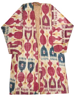 Lot 127 - AN IKAT CHAPAN, UZBEKISTAN, SECOND HALF 19TH CENTURY