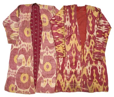 Lot 113 - TWO QUILTED IKAT LADIES' CHAPAN, UZBEKISTAN, SECOND HALF 19TH CENTURY