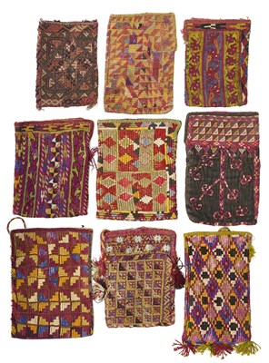 Lot 171 - A COLLECTION OF NINE SMALL BAGS (HALTA), CENTRAL ASIA, EARLY 20TH CENTURY