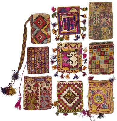 Lot 155 - A COLLECTION OF NINE SMALL BAGS ((HALTA), UZBEKISTAN, EARLY 20TH CENTURY