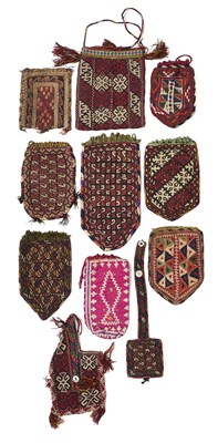 Lot 191 - ELEVEN SMALL EMBROIDERIES, MAINLY TURKMAN, CENTRAL ASIA, LATE 19TH/ EARLY 20TH CENTURY