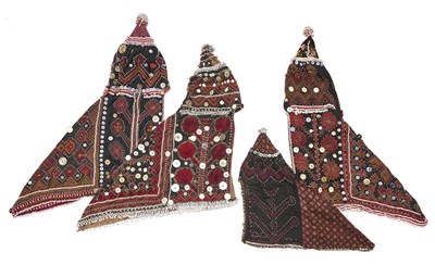 Lot 87 - FOUR KOHISTAN HOODS (NATIYO), AFGHANISTAN/NORTHWEST PAKISTAN, 20TH CENTURY