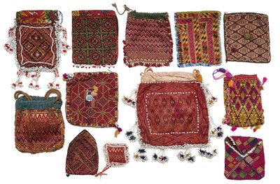 Lot 116 - A COLLECTION OF EMBROIDERED PURSES AND POUCHES, HAZARA, AFGHANISTAN, LATE 19TH/20TH CENTURY