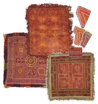 Lot 184 - A COLLECTION OF SEVEN KATAWAZ EMBROIDERIES, AFGHANISTAN, 20TH CENTURY