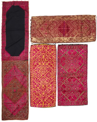 Lot 188 - A GROUP OF FOUR SILK EMBROIDERED PILLOW COVERS, SWAT VALLEY, PAKISTAN, FIRST HALF 20TH CENTURY