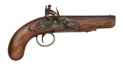 Lot 332 - A 10-BORE FLINTLOCK TRAVELLING PISTOL BY ARNOLD & CO., PORTSMOUTH, CIRCA 1820