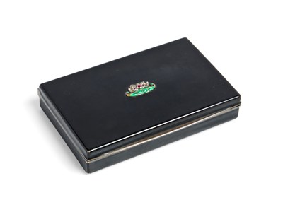 Lot 152 - A BLACK ENAMELLED AND JEWELLED SILVER CASE, FRENCH, EARLY 20TH CENTURY