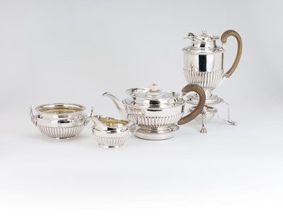 Lot 138 - A GEORGE III SILVER FOUR-PIECE TEA AND COFFEE SET