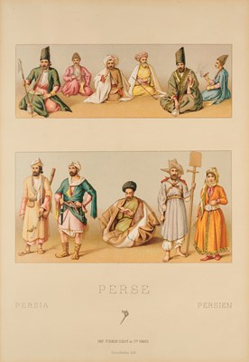 Lot 310 - SIX COLOURED LITHOGRAPHS OF PERSIAN COSTUME, AFTER RACINE, PRINTED BY FIRMIN DIDOT, PARIS