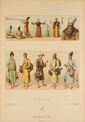 Lot 310 - SIX COLOURED LITHOGRAPHS OF PERSIAN COSTUME, AFTER RACINE, PRINTED BY FIRMIN DIDOT, PARIS