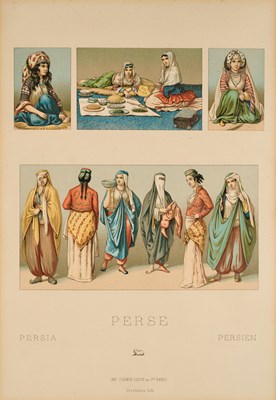 Lot 310 - SIX COLOURED LITHOGRAPHS OF PERSIAN COSTUME, AFTER RACINE, PRINTED BY FIRMIN DIDOT, PARIS