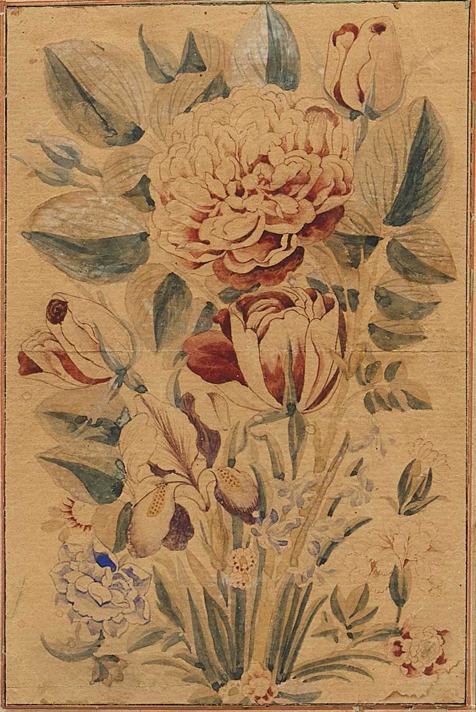 Lot 306 - A QAJAR WATERCOLOUR OF A FLORAL SPRAY, PERSIA, 19TH CENTURY