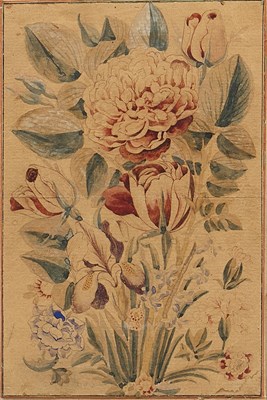 Lot 306 - A QAJAR WATERCOLOUR OF A FLORAL SPRAY, PERSIA, 19TH CENTURY