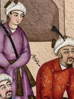Lot 16 - THE GATHERING OF THE FEAST OF SHAH ABBAS, PERSIA, DATED 1860-1