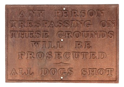 Lot 170 - A CAST-IRON ESTATE SIGN, 20TH CENTURY