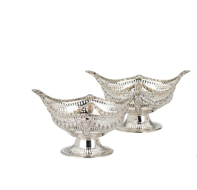 Lot 143 - A PAIR OF VICTORIAN SILVER SWEETMEAT DISHES