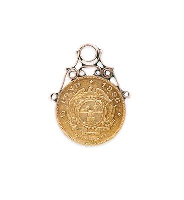 Lot 38 - SOUTH AFRICAN 1/2 POND COIN PENDANT, 1896