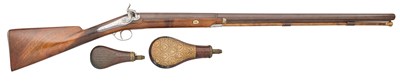 Lot 330 - A 10 BORE PERCUSSION GUN SIGNED JOSEPH MANTON, MID-19TH CENTURY