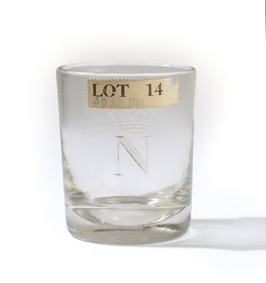 Lot 130 - A GLASS TUMBLER BELIEVED TO HAVE BEEN TAKEN FROM NAPOLEON’S CARRIAGE AT WATERLOO, EARLY 19TH CENTURY