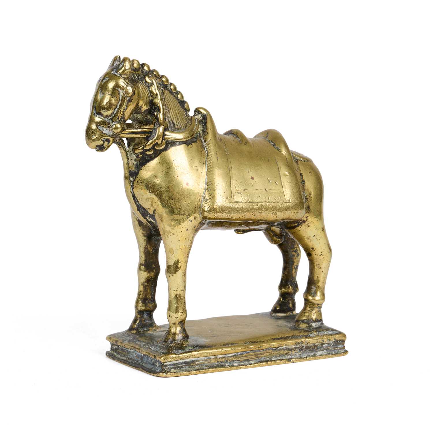 Lot 416 - A BRASS FIGURE OF A HORSE, WESTERN DECCAN, CIRCA 18TH CENTURY