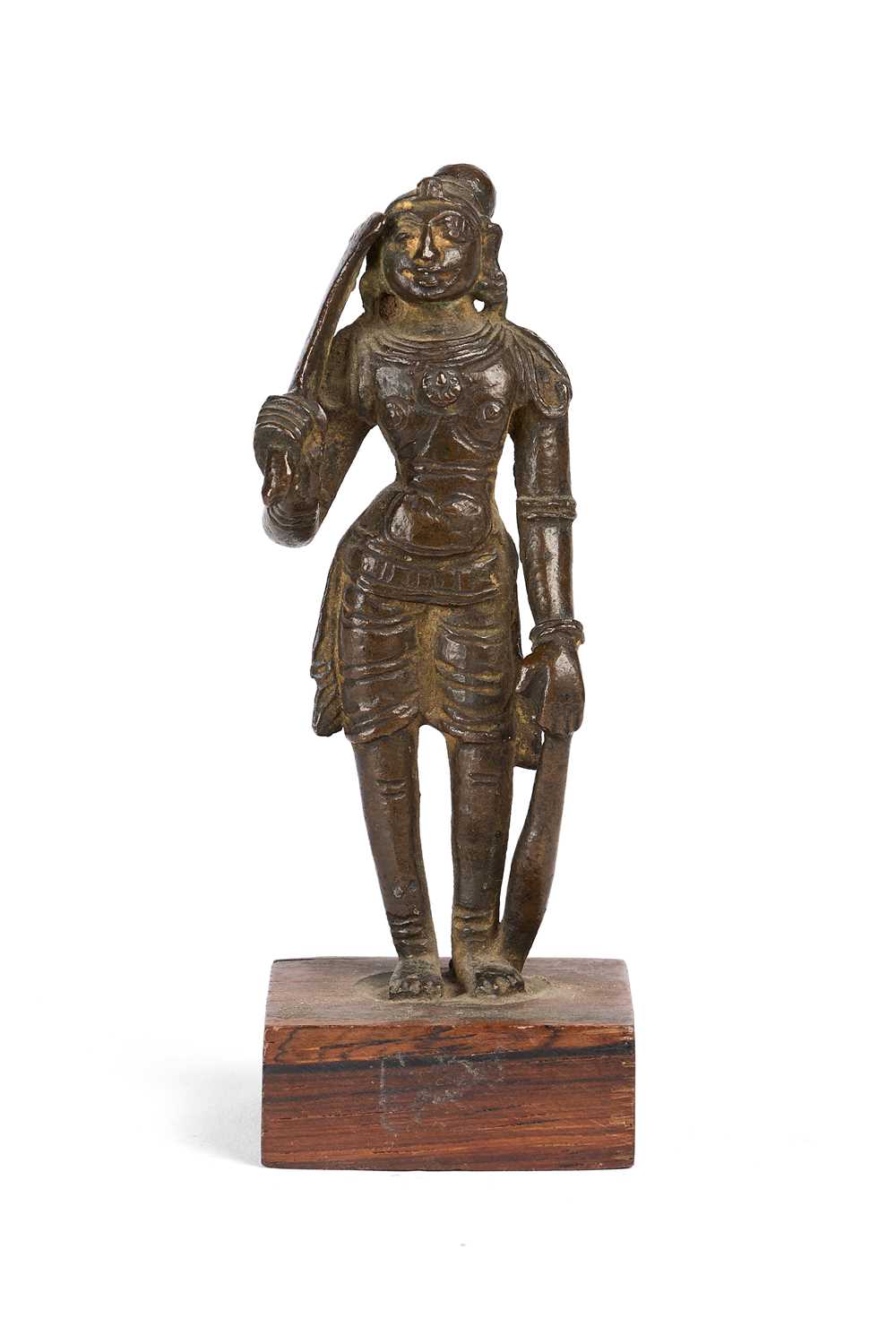 Lot 417 - A BRONZE FIGURE OF KARUPPARAYAN, SOUTH INDIA, 19TH CENTURY