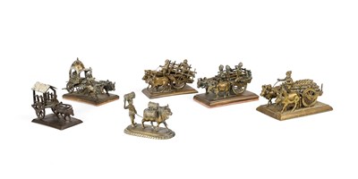 Lot 446 - SIX BRASS MODELS OF OXEN, WESTERN INDIA, EARLY 20TH CENTURY