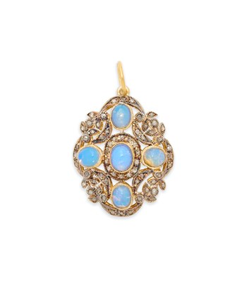Lot 85 - OPAL AND DIAMOND PENDANT