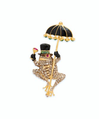 Lot 111 - RUBY, EMERALD AND DIAMOND BROOCH/PENDANT