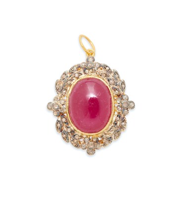 Lot 88 - RUBY AND DIAMOND PENDENT
