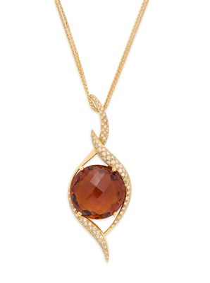 Lot 106 - CITRINE AND DIAMOND PENDANT