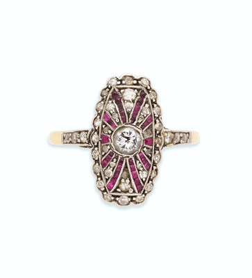 Lot 46 - RUBY AND DIAMOND PANEL RING, 1920s