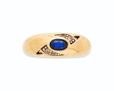 Lot 74 - SAPPHIRE AND DIAMOND BAND RING, 1980s