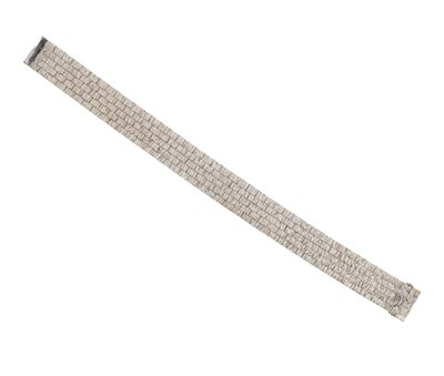 Lot 420 - 9-CARAT WHITE GOLD STRAP BRACELET, 1960s