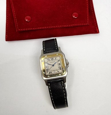 Lot 312 - CARTIER, SANTOS GALBEE, REF.187901: STAINLESS STEEL AND GOLD WRISTWATCH, 1990s