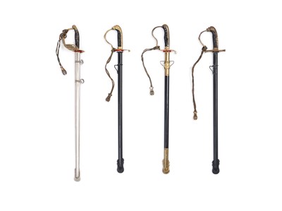 Lot 148 - FOUR MINIATURE CONTINENTAL REGULATION PATTERN SWORDS