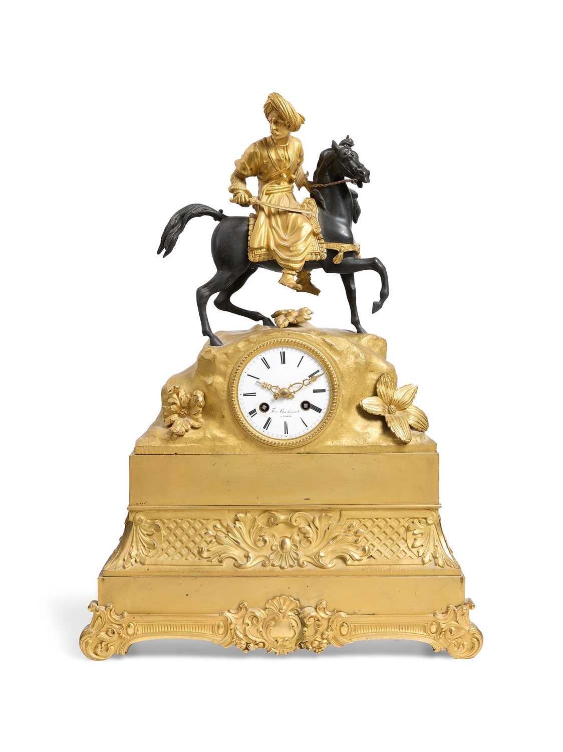 Lot 41 - A FRENCH ORMOLU 'ORIENTALIST' MANTEL CLOCK, PARIS, SECOND QUARTER 19TH CENTURY