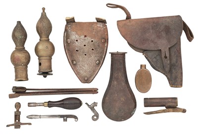 Lot 323 - A GROUP OF VARIOUS ITEMS MOSTLY RELATING TO ANTIQUE FIREARMS, MOSTLY 19TH CENTURY