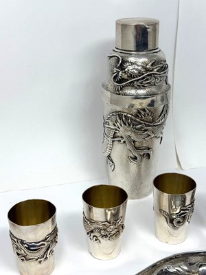 Lot 67 - A JAPANESE SILVER COCKTAIL SET, RETAILED BY ARTHUR & BOND, YOKOHAMA, EARLY 20TH CENTURY