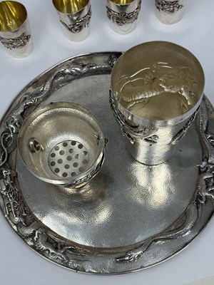 Lot 67 - A JAPANESE SILVER COCKTAIL SET, RETAILED BY ARTHUR & BOND, YOKOHAMA, EARLY 20TH CENTURY