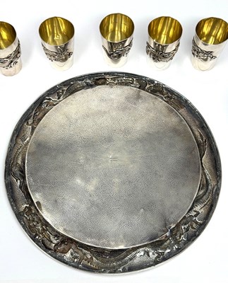 Lot 67 - A JAPANESE SILVER COCKTAIL SET, RETAILED BY ARTHUR & BOND, YOKOHAMA, EARLY 20TH CENTURY