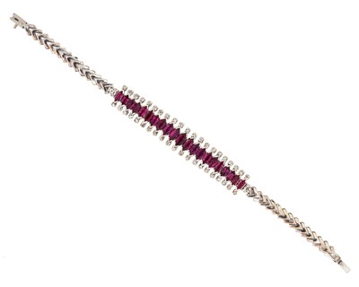 Lot 433 - RUBY AND DIAMOND BRACELET, 1960s