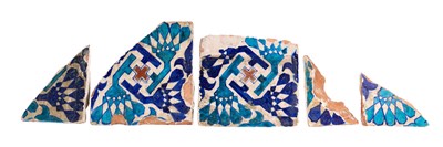 Lot 391 - FIVE MULTAN TILE FRAGMENTS, PUNJAB, INDIA (NOW PAKISTAN), CIRCA 1600 OR LATER